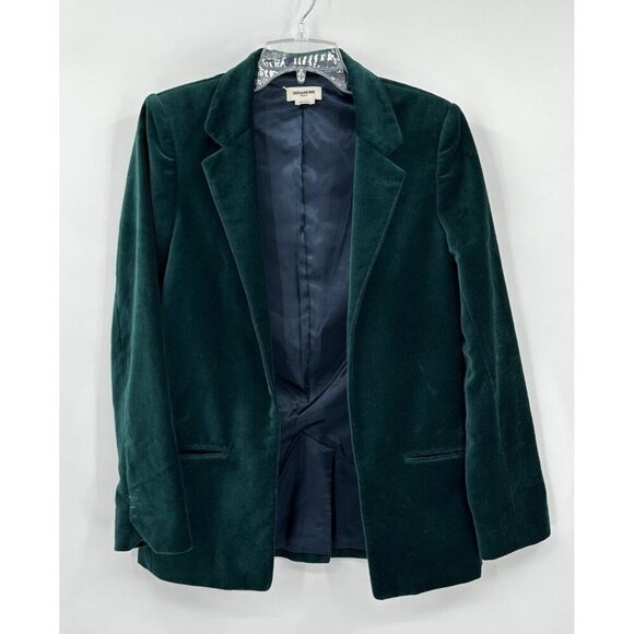 ZADIG & VOLTAIRE volly blazer emerald green velvet open front holiday trendy S - Picture 3 of 9